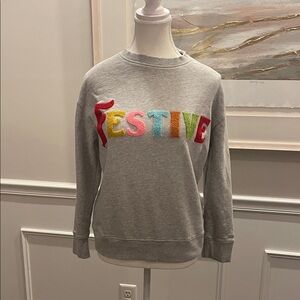 Shiraleah Festive Rugby Sherpa Letter Crewneck Holiday Sweatshirt 100% Cotton